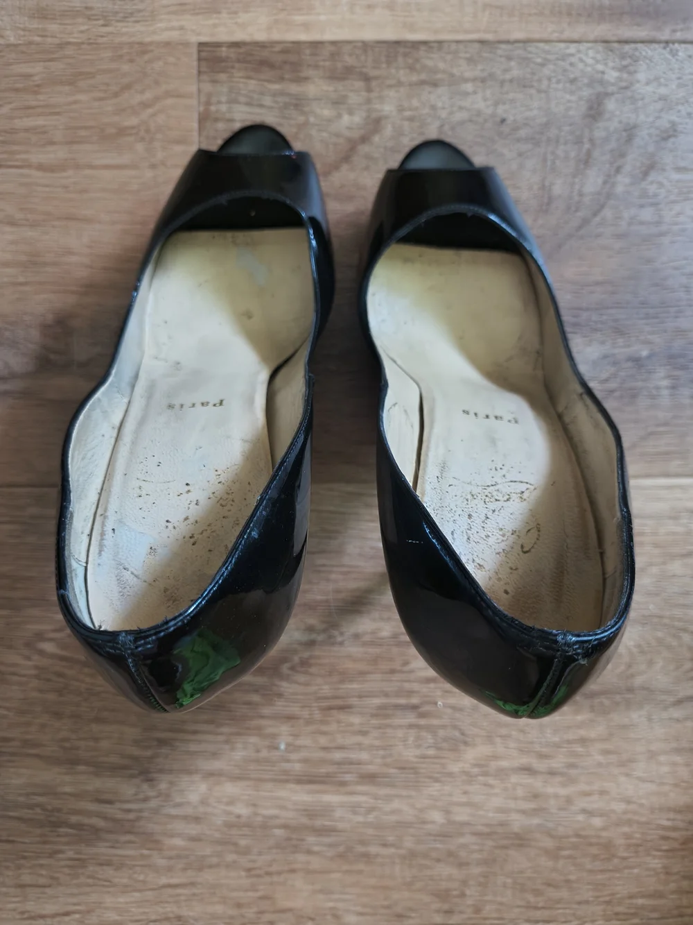 Christian Louboutin Lady Z Black Patent Platform Peep-Toe Pumps with Red Sole